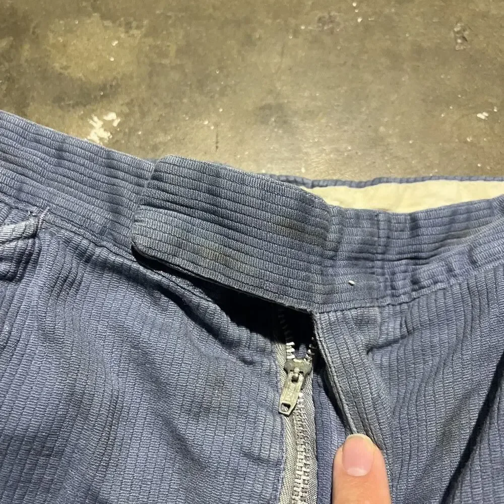 Vintage 50s Liberty Blue Corduroy Side Clasp Chinos 29x28
